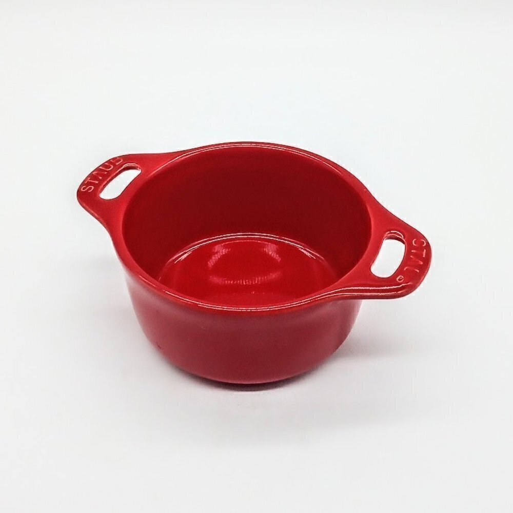 Staub Red Ceramic Double Handle 4-Inch Round Ramekin - Picture 2 of 5